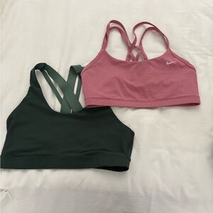 2 sports bras Nike & Old Navy Women's Pink and Green Sports Bras